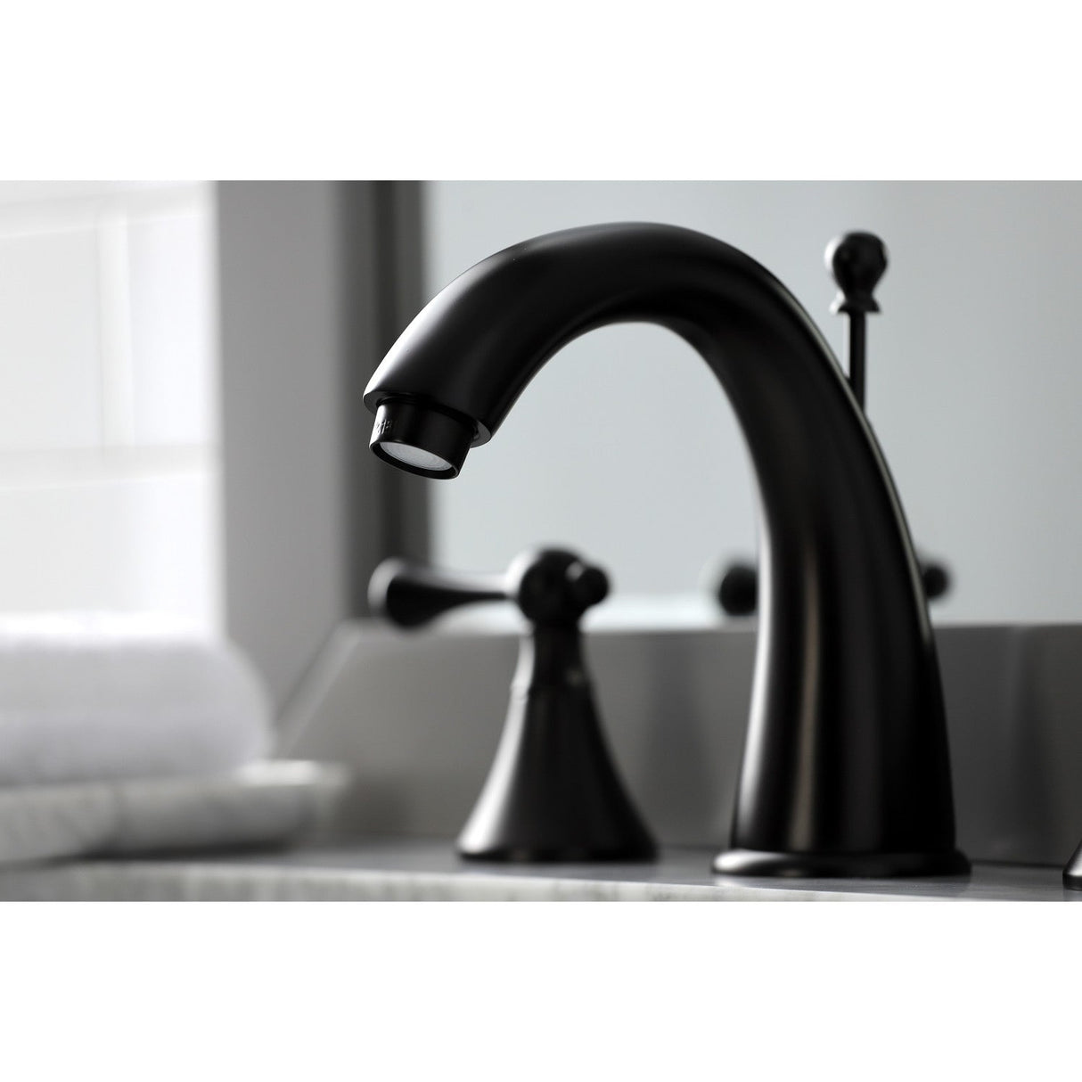 English Country KS2975BL Two-Handle 3-Hole Deck Mount Widespread Bathroom Faucet with Brass Pop-Up, Oil Rubbed Bronze