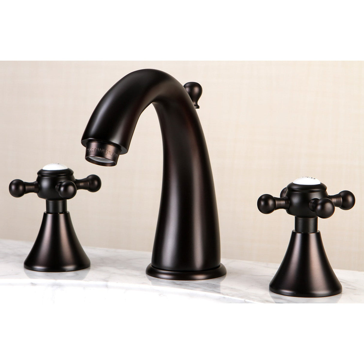 English Country KS2975BX Two-Handle 3-Hole Deck Mount Widespread Bathroom Faucet with Brass Pop-Up, Oil Rubbed Bronze