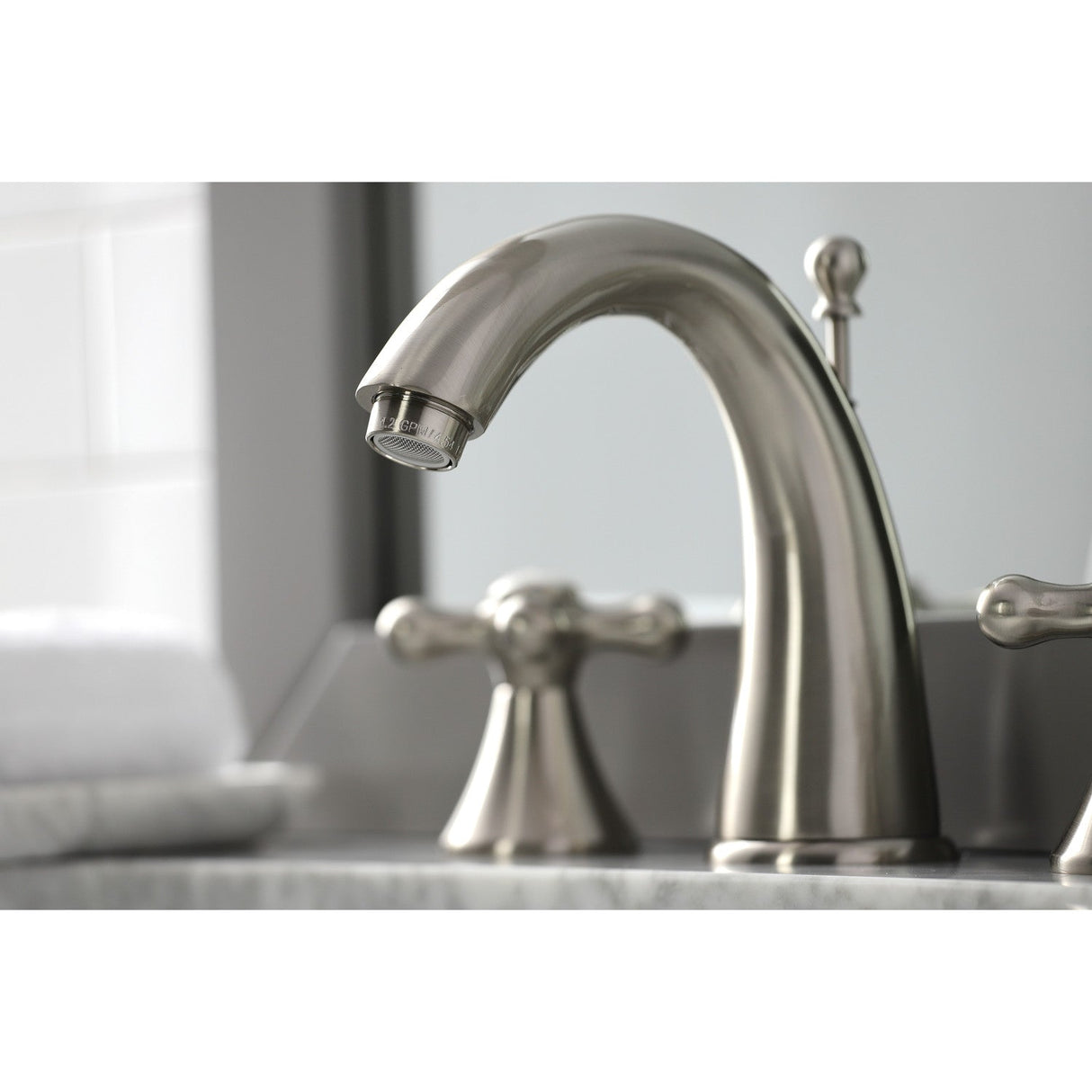 Naples KS2978AX Two-Handle 3-Hole Deck Mount Widespread Bathroom Faucet with Brass Pop-Up, Brushed Nickel