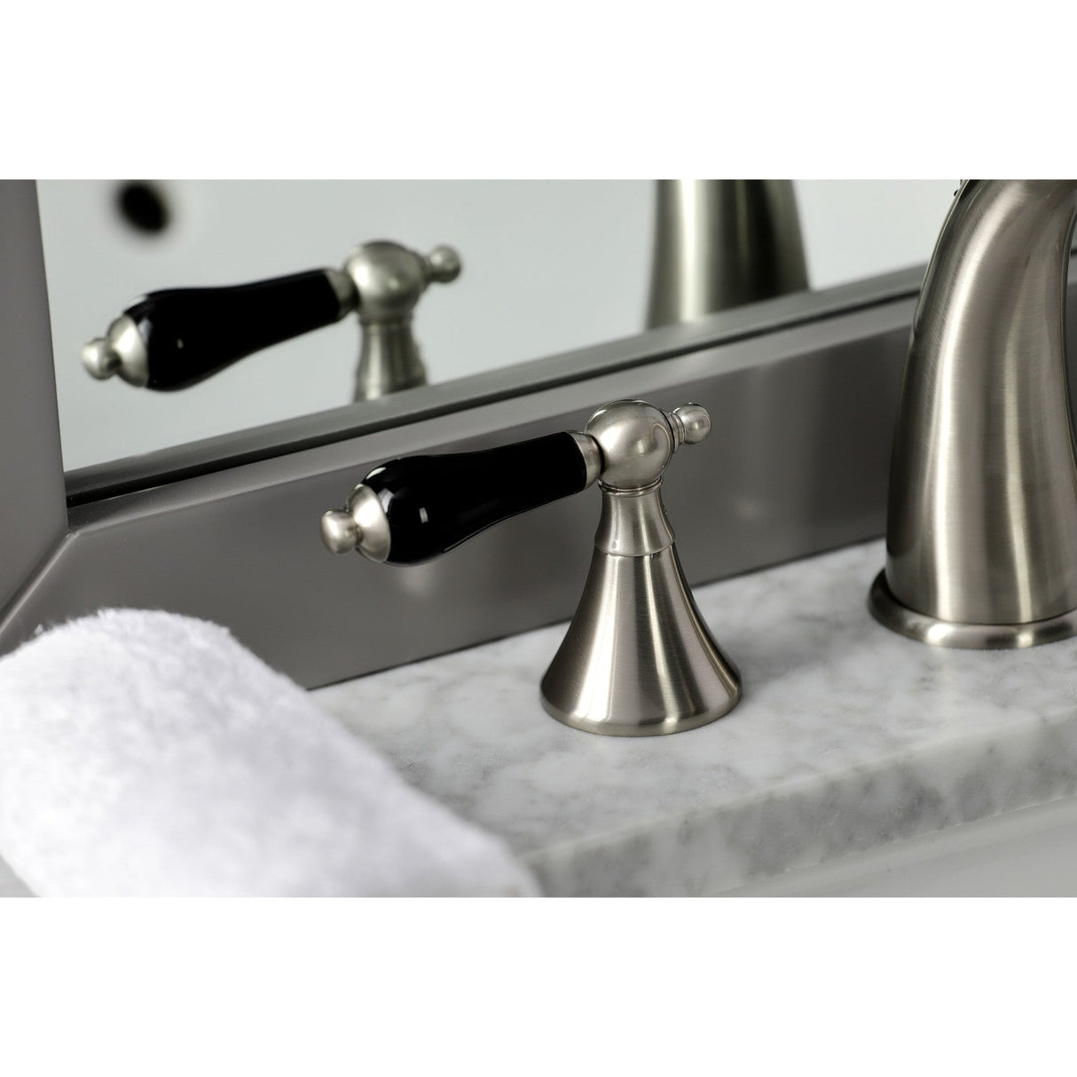 Duchess KS2978PKL Two-Handle Deck Mount Widespread Bathroom Faucet with Brass Pop-Up, Brushed Nickel