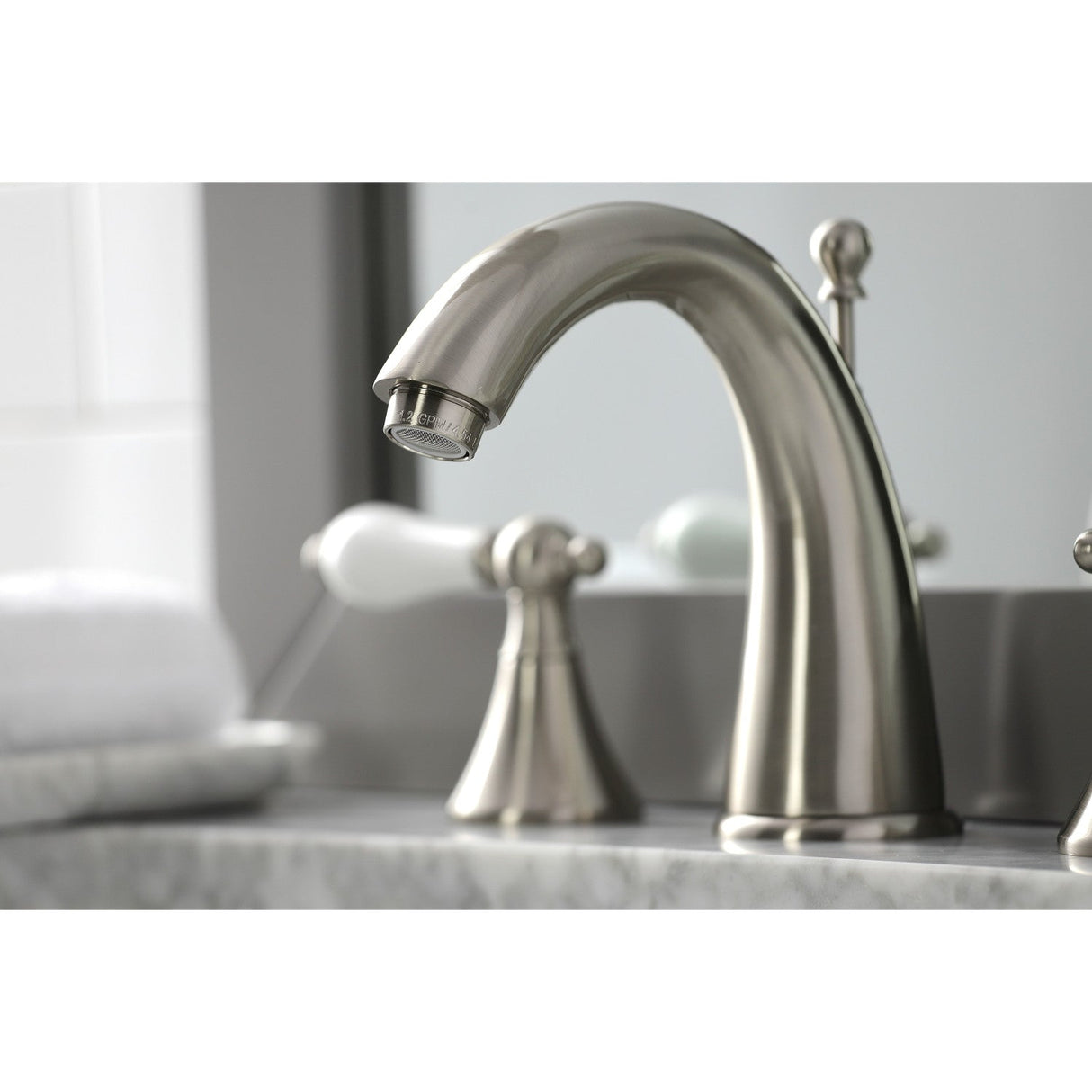 Naples KS2978PL Two-Handle 3-Hole Deck Mount Widespread Bathroom Faucet with Brass Pop-Up, Brushed Nickel