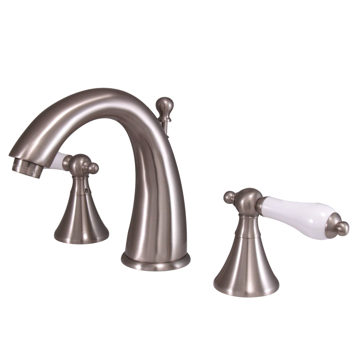 Naples KS2978PL Two-Handle 3-Hole Deck Mount Widespread Bathroom Faucet with Brass Pop-Up, Brushed Nickel