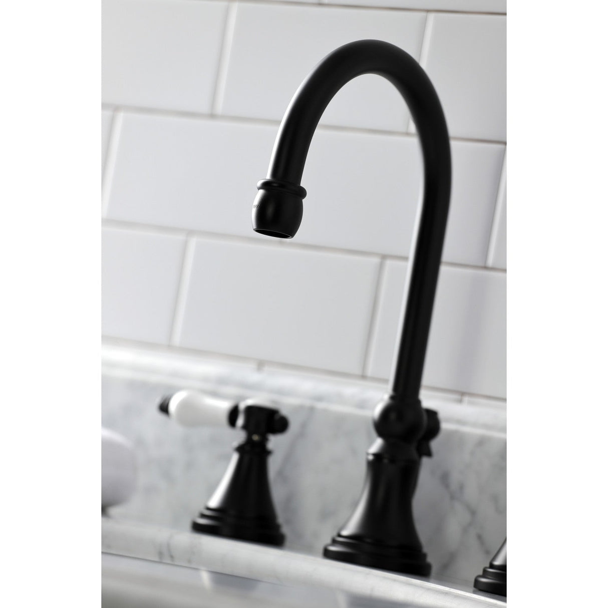 Bel-Air KS2980BPL Two-Handle 3-Hole Deck Mount Widespread Bathroom Faucet with Brass Pop-Up, Matte Black