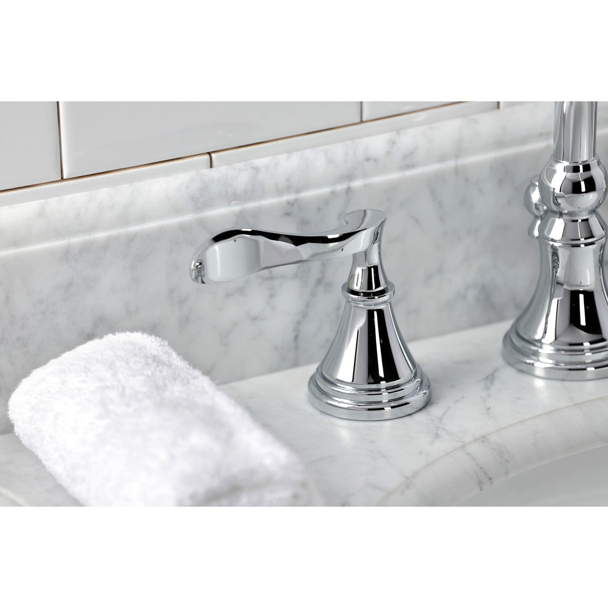 Century KS2981CFL Two-Handle 3-Hole Deck Mount Widespread Bathroom Faucet with Brass Pop-Up, Polished Chrome
