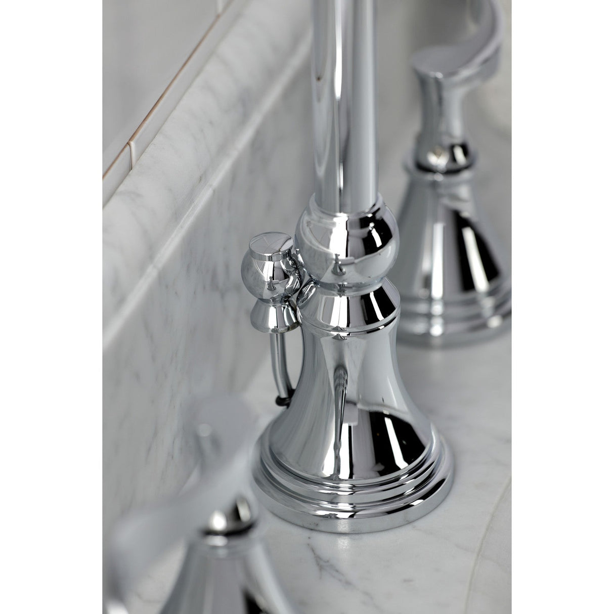 Century KS2981CFL Two-Handle 3-Hole Deck Mount Widespread Bathroom Faucet with Brass Pop-Up, Polished Chrome