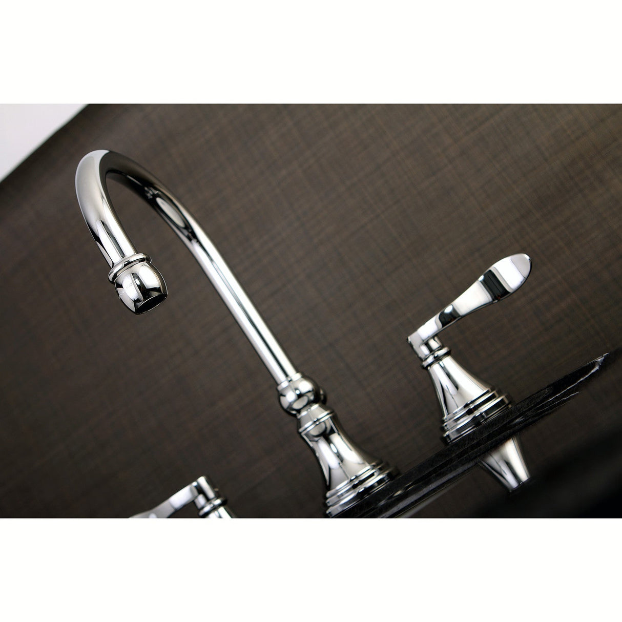 NuFrench KS2981DFL Two-Handle 3-Hole Deck Mount Widespread Bathroom Faucet with Brass Pop-Up, Polished Chrome