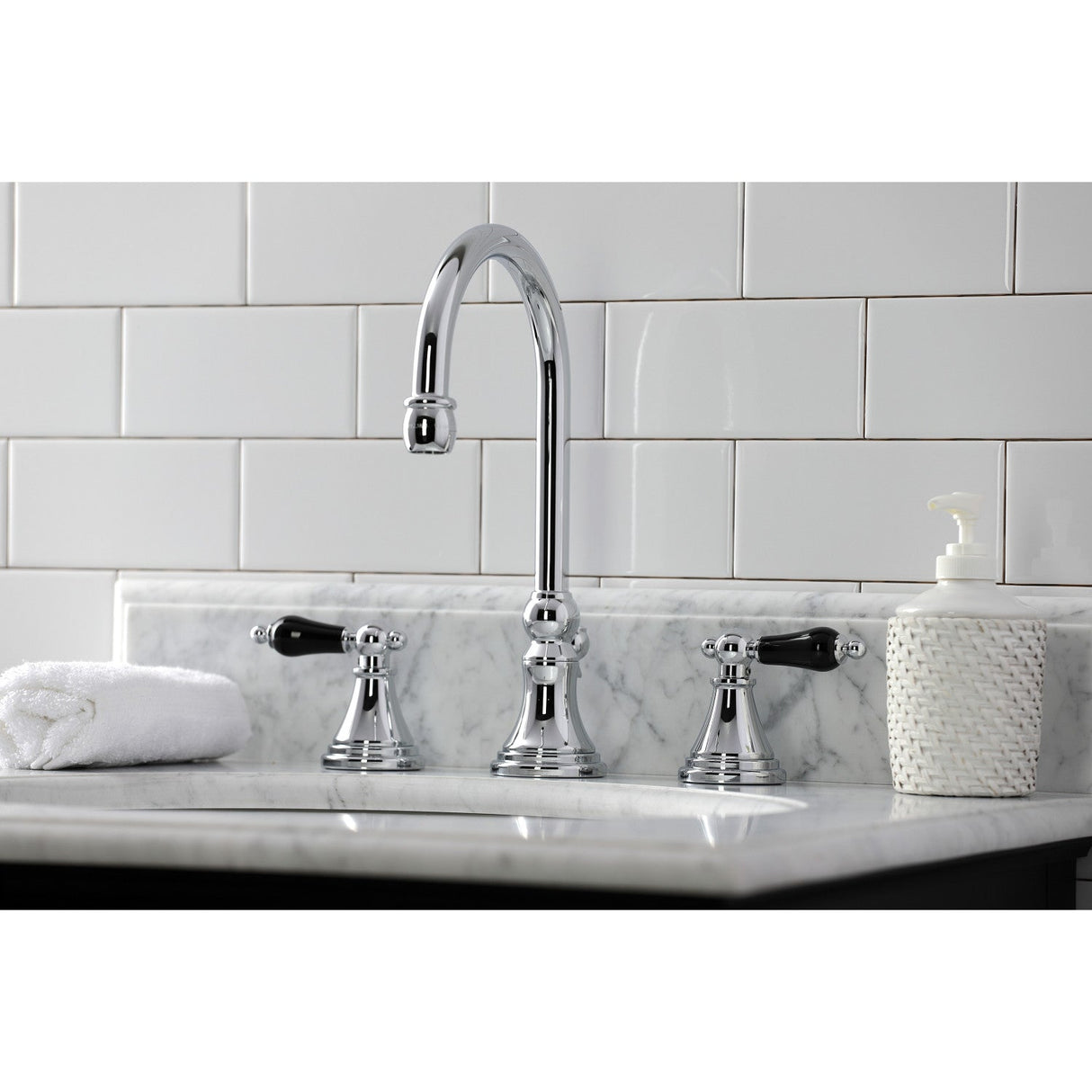 Duchess KS2981PKL Two-Handle 3-Hole Deck Mount Widespread Bathroom Faucet with Brass Pop-Up, Polished Chrome