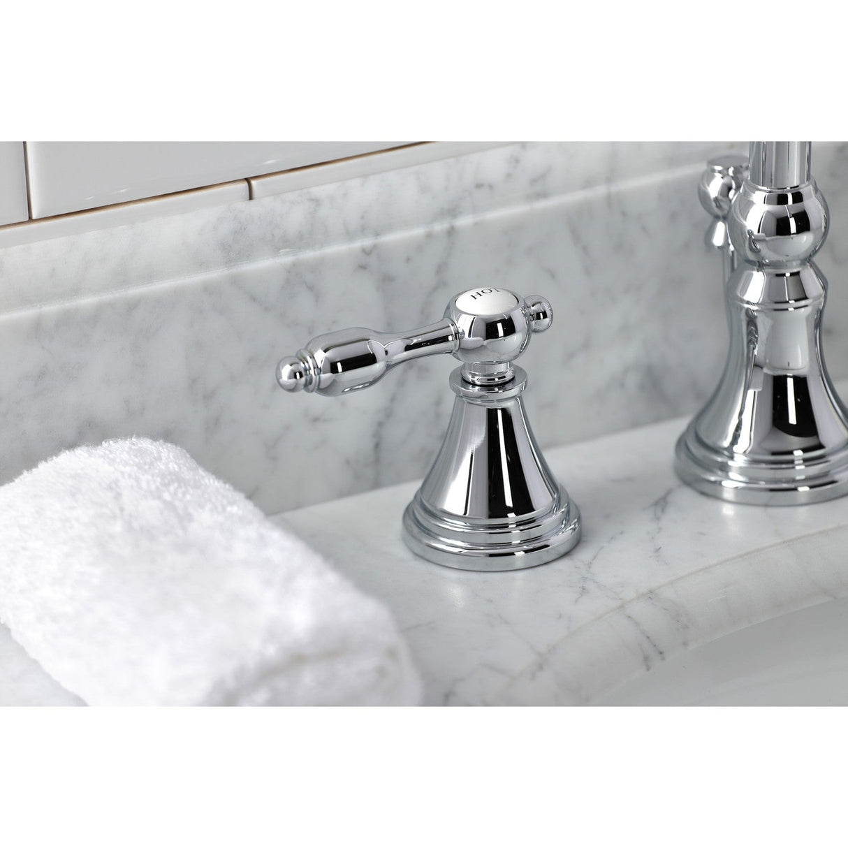 Tudor KS2981TAL Two-Handle 3-Hole Deck Mount Widespread Bathroom Faucet with Brass Pop-Up, Polished Chrome