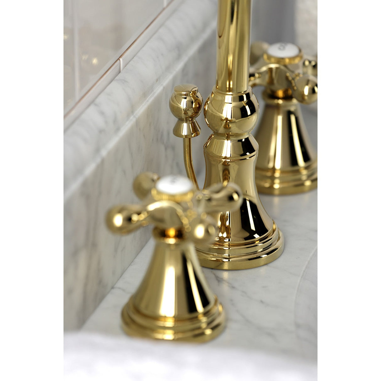 Governor KS2982AX Two-Handle 3-Hole Deck Mount Widespread Bathroom Faucet with Brass Pop-Up, Polished Brass