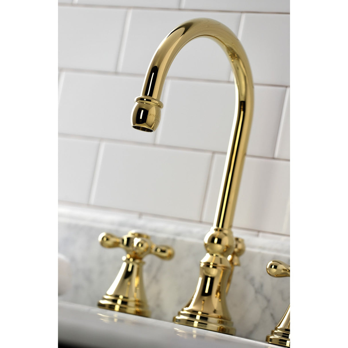 Governor KS2982AX Two-Handle 3-Hole Deck Mount Widespread Bathroom Faucet with Brass Pop-Up, Polished Brass