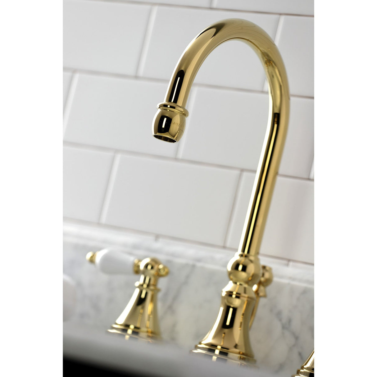 Governor KS2982PL Two-Handle 3-Hole Deck Mount Widespread Bathroom Faucet with Brass Pop-Up, Polished Brass