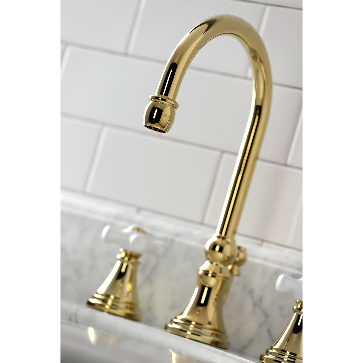 Governor KS2982PX Two-Handle 3-Hole Deck Mount Widespread Bathroom Faucet with Brass Pop-Up, Polished Brass