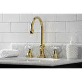 Governor KS2982PX Two-Handle 3-Hole Deck Mount Widespread Bathroom Faucet with Brass Pop-Up, Polished Brass