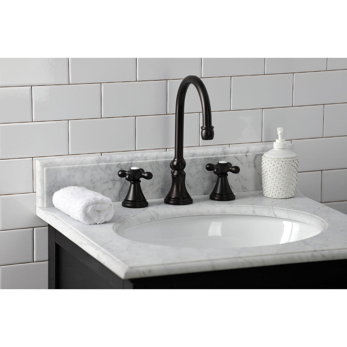 Governor KS2985AX Two-Handle 3-Hole Deck Mount Widespread Bathroom Faucet with Brass Pop-Up, Oil Rubbed Bronze