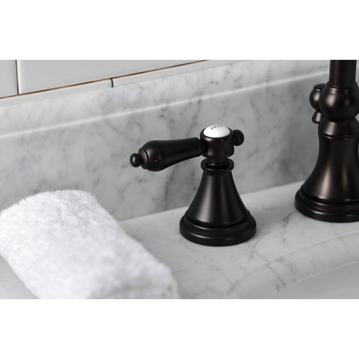 Heirloom KS2985BAL Two-Handle 3-Hole Deck Mount Widespread Bathroom Faucet with Brass Pop-Up, Oil Rubbed Bronze