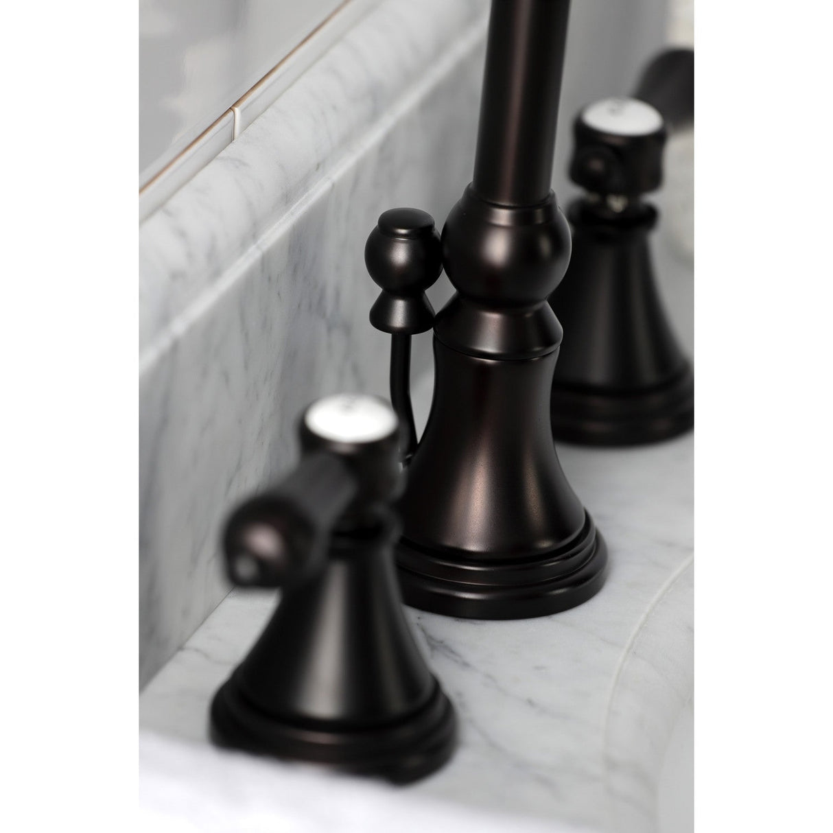 Heirloom KS2985BAL Two-Handle 3-Hole Deck Mount Widespread Bathroom Faucet with Brass Pop-Up, Oil Rubbed Bronze