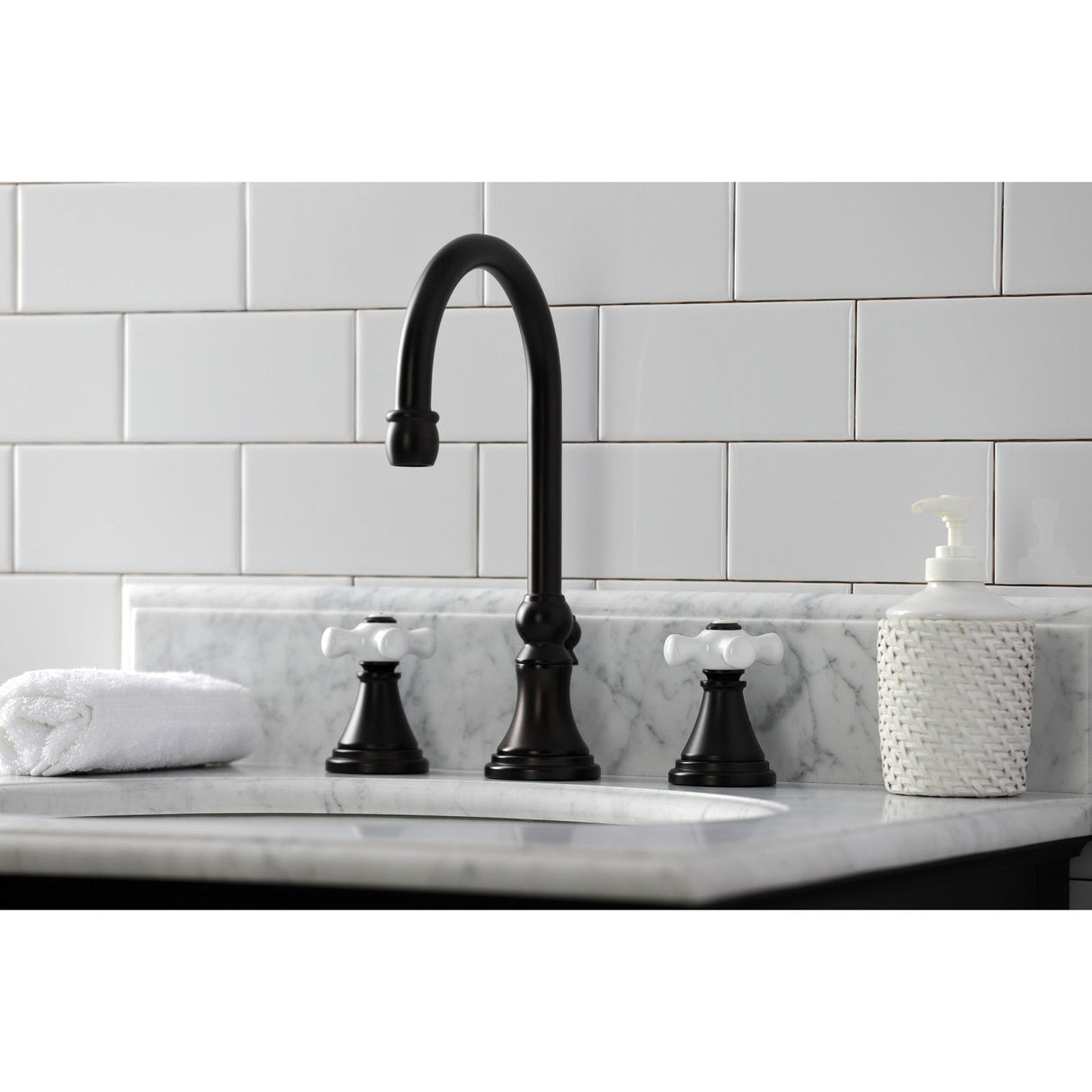 Governor KS2985PX Two-Handle 3-Hole Deck Mount Widespread Bathroom Faucet with Brass Pop-Up, Oil Rubbed Bronze