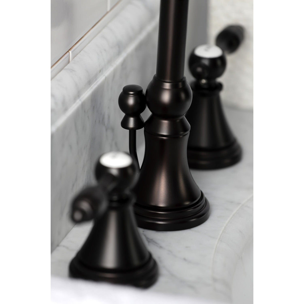 Tudor KS2985TAL Two-Handle 3-Hole Deck Mount Widespread Bathroom Faucet with Brass Pop-Up, Oil Rubbed Bronze