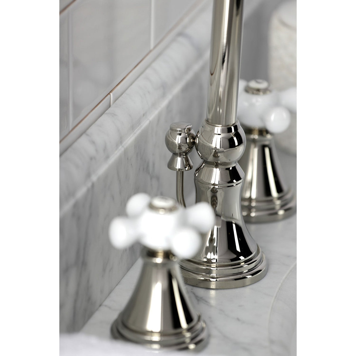 Governor KS2986PX Two-Handle 3-Hole Deck Mount Widespread Bathroom Faucet with Brass Pop-Up, Polished Nickel