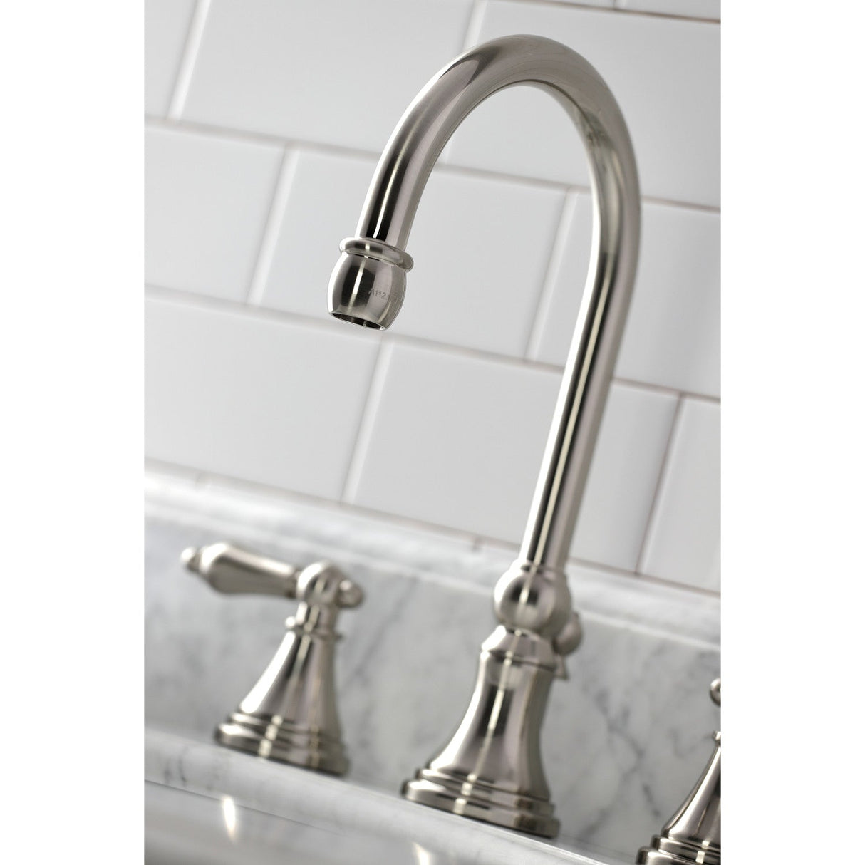 Governor KS2988AL Two-Handle 3-Hole Deck Mount Widespread Bathroom Faucet with Brass Pop-Up, Brushed Nickel