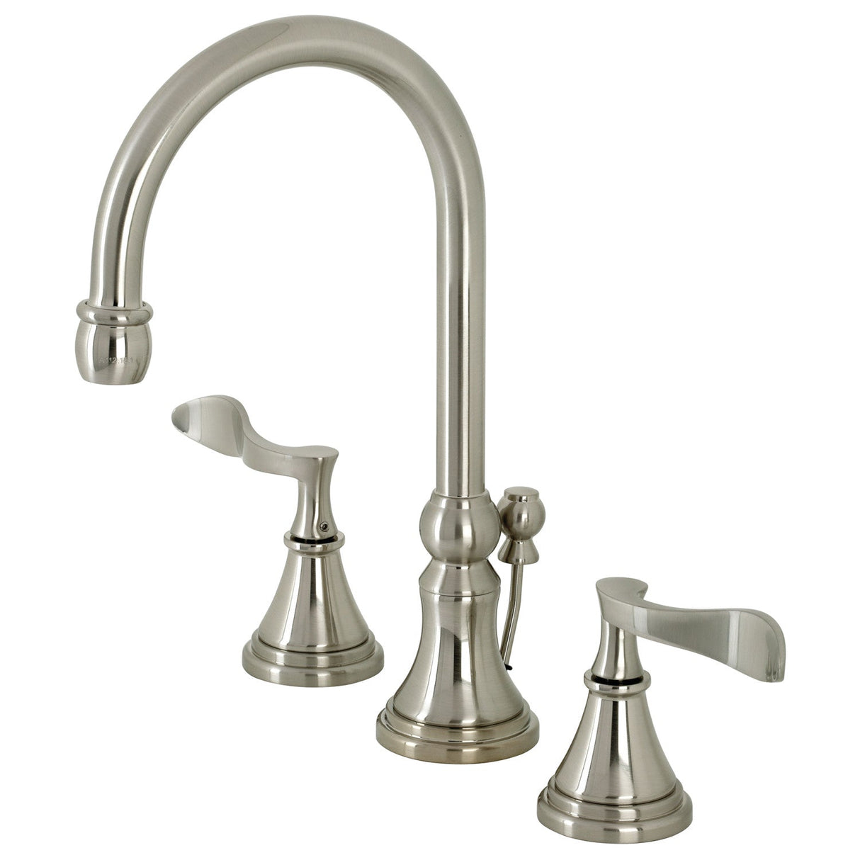 Century KS2988CFL Two-Handle 3-Hole Deck Mount Widespread Bathroom Faucet with Brass Pop-Up, Brushed Nickel