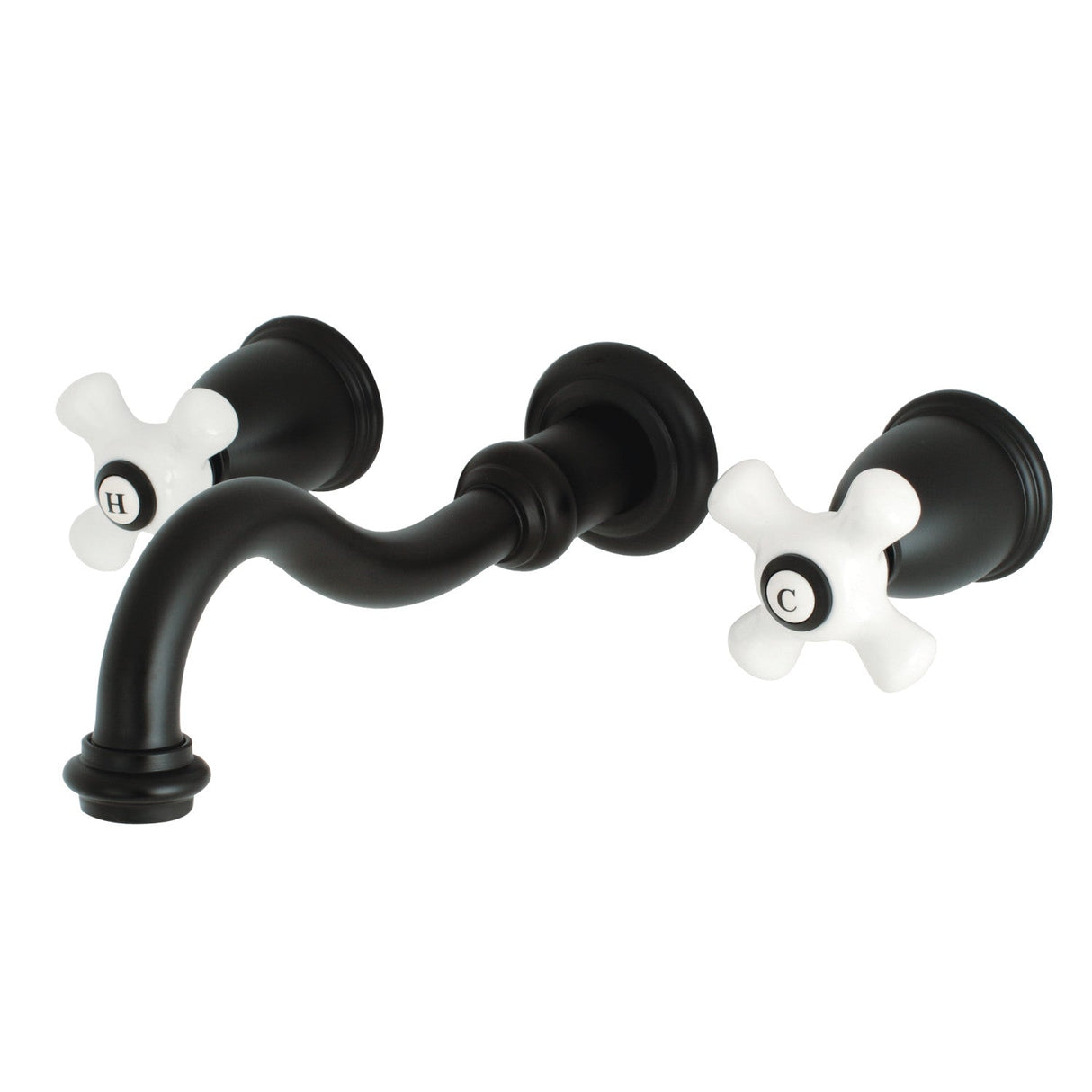 Restoration KS3020PX Two-Handle 3-Hole Wall Mount Roman Tub Faucet, Matte Black