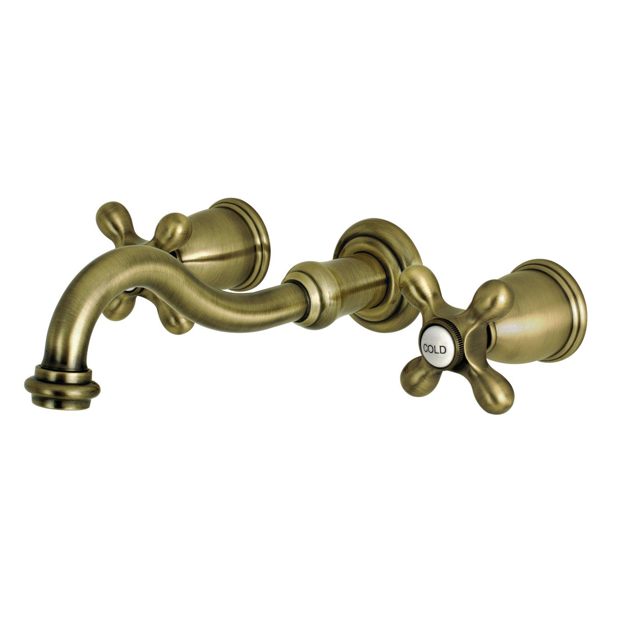 Restoration KS3023AX Two-Handle 3-Hole Wall Mount Roman Tub Faucet, Antique Brass