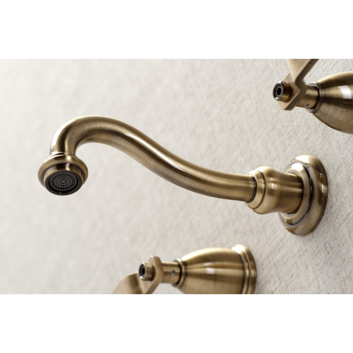 Whitaker KS3023KL Two-Handle 3-Hole Wall Mount Roman Tub Faucet, Antique Brass