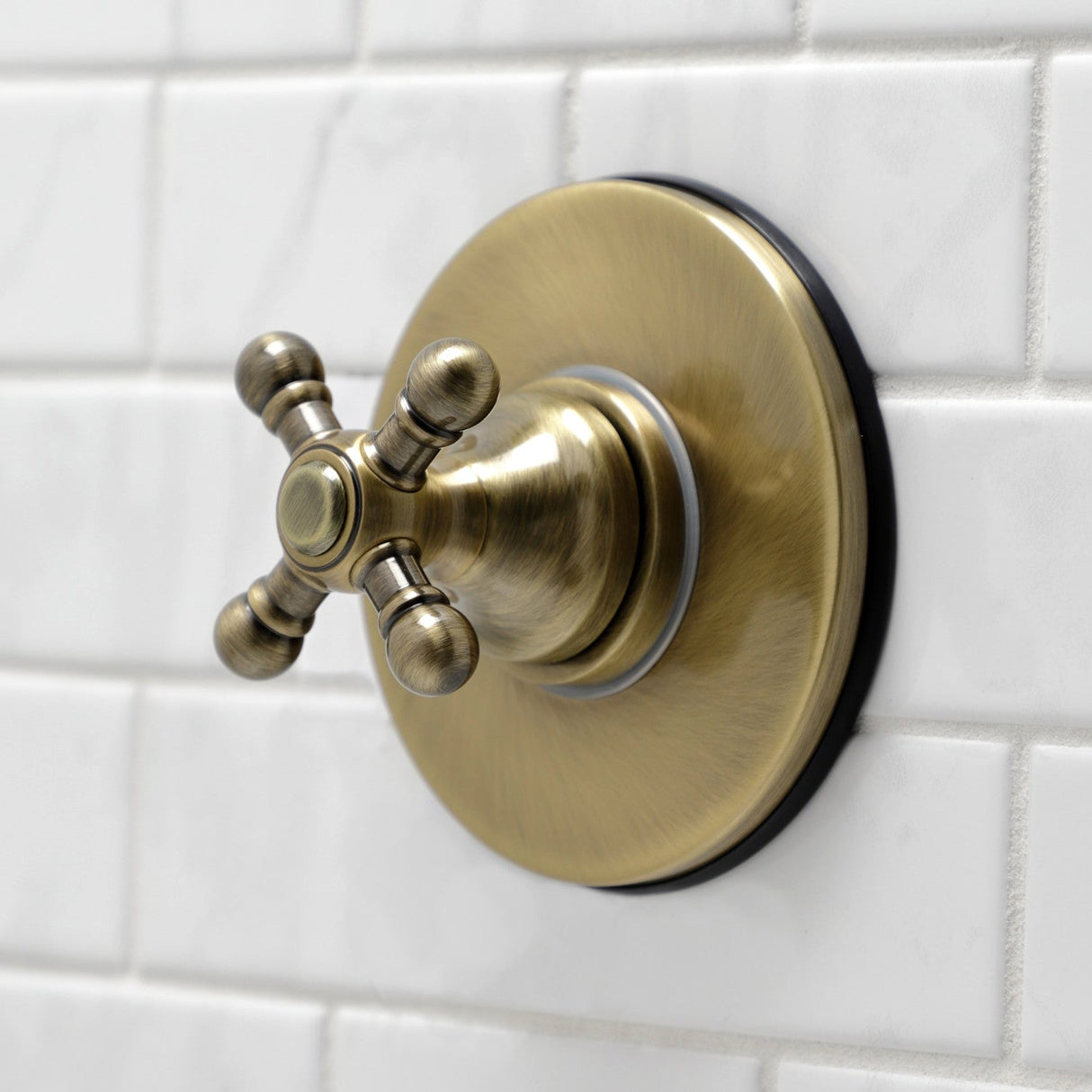 KS3033BX Single-Handle Wall Mount Three-Way Diverter Valve with Trim Kit, Antique Brass