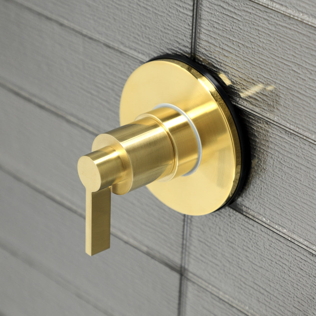 NuvoFusion KS3037NDL Single-Handle Wall Mount Three-Way Diverter Valve with Trim Kit, Brushed Brass