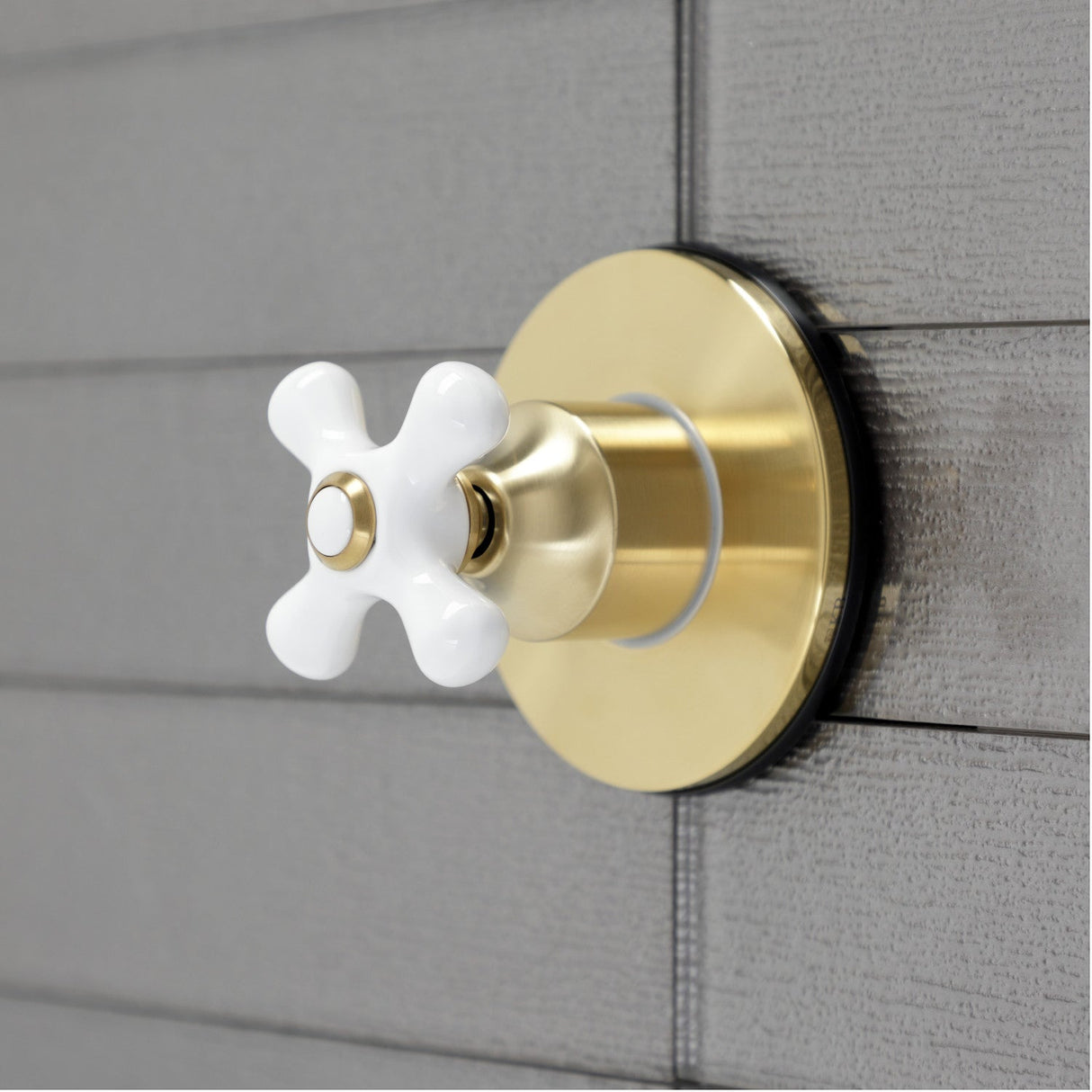 KS3037PX Single-Handle Wall Mount Three-Way Diverter Valve with Trim Kit, Brushed Brass