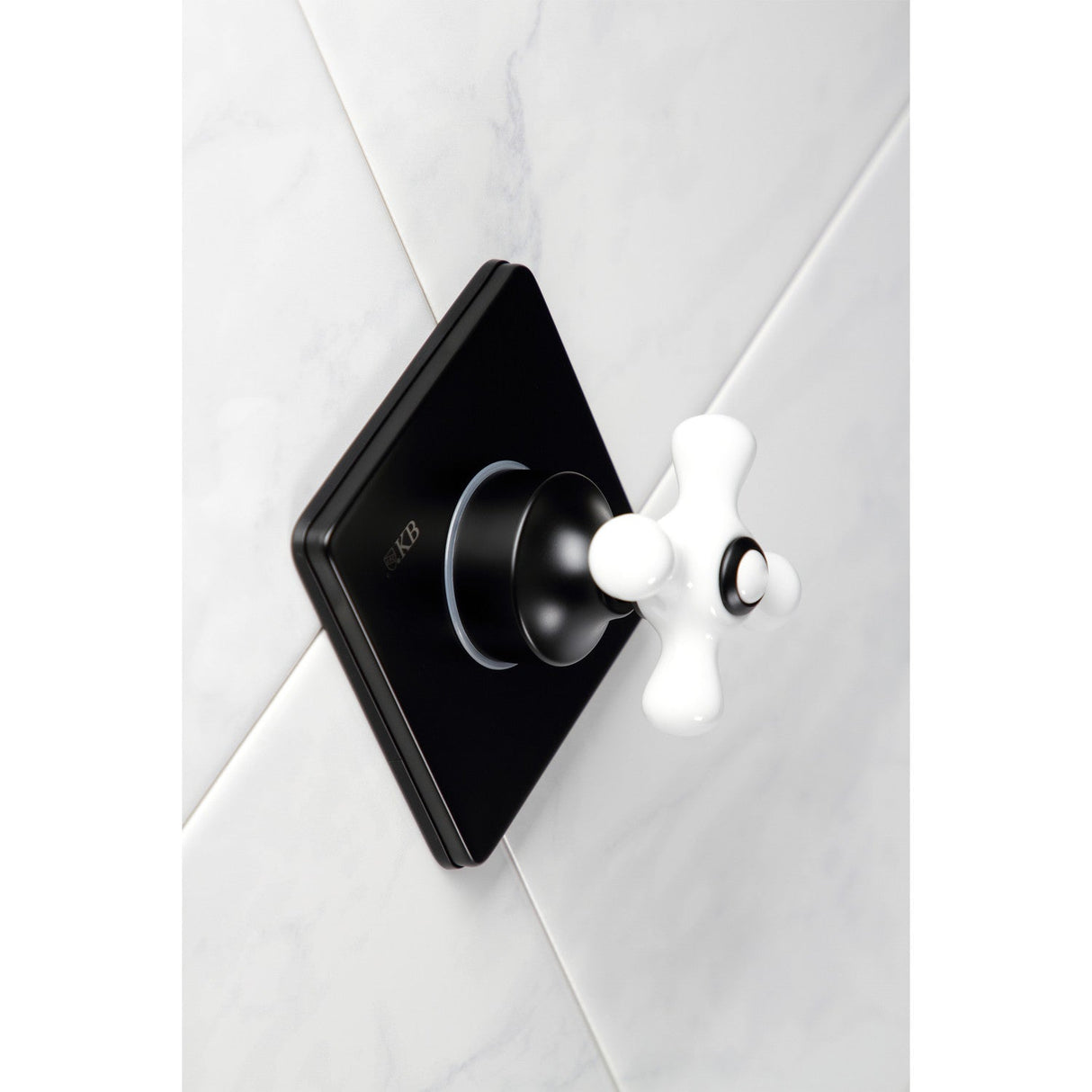 KS3040PX Single-Handle Wall Mount Three-Way Diverter Valve with Trim Kit, Matte Black