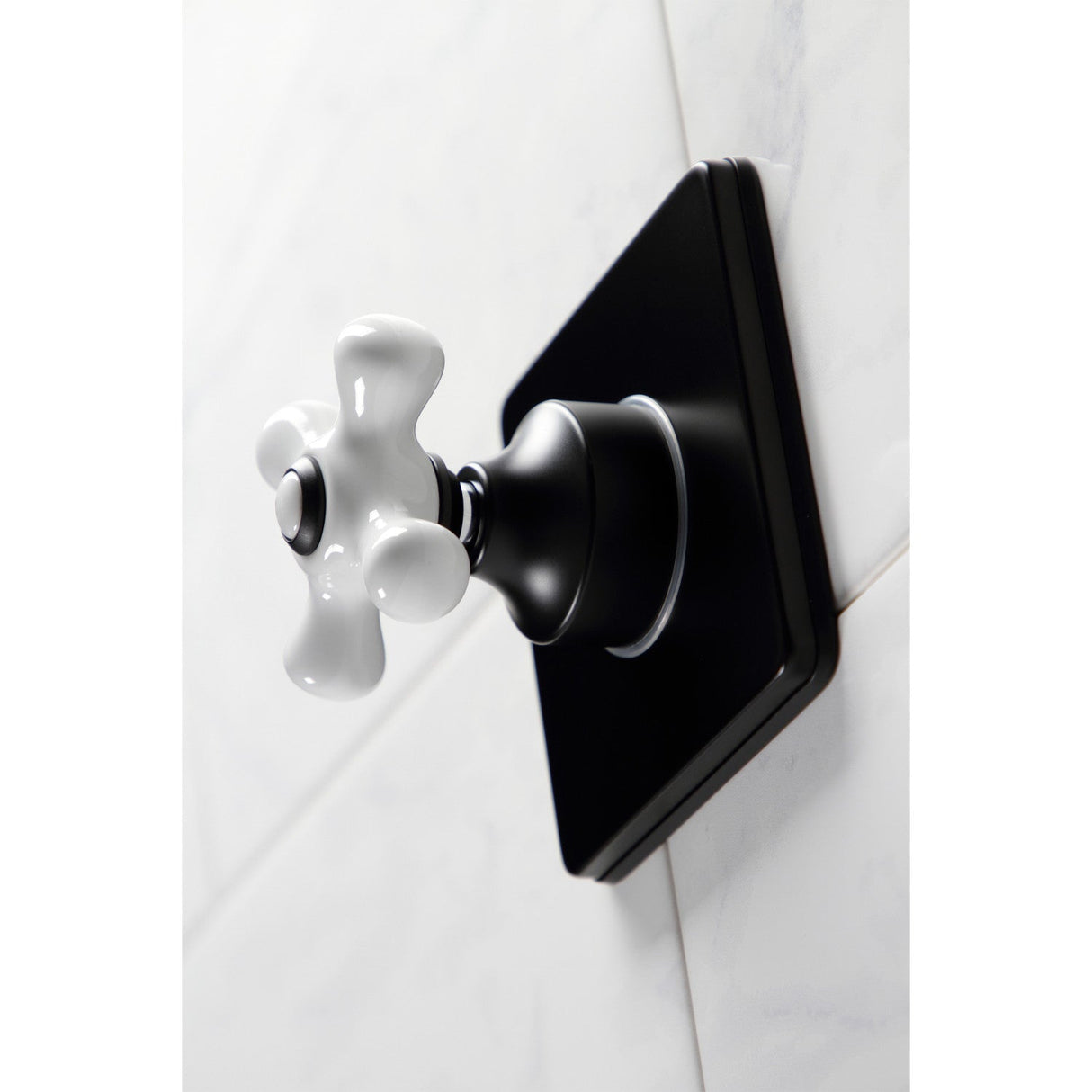 KS3040PX Single-Handle Wall Mount Three-Way Diverter Valve with Trim Kit, Matte Black