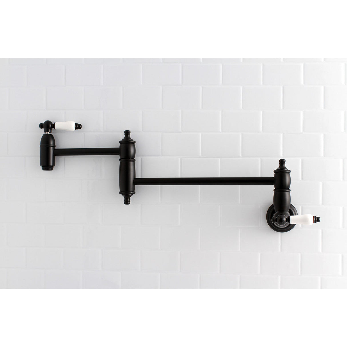 Restoration KS3100PL Two-Handle 1-Hole Wall Mount Pot Filler, Matte Black