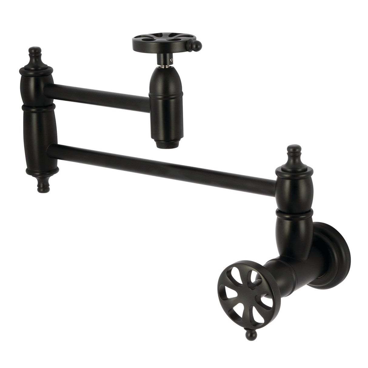 Belknap KS3100RX Two-Handle Wall Mount Pot Filler, Matte Black