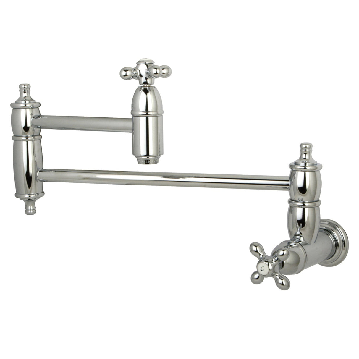 Restoration KS3101AX Two-Handle 1-Hole Wall Mount Pot Filler, Polished Chrome