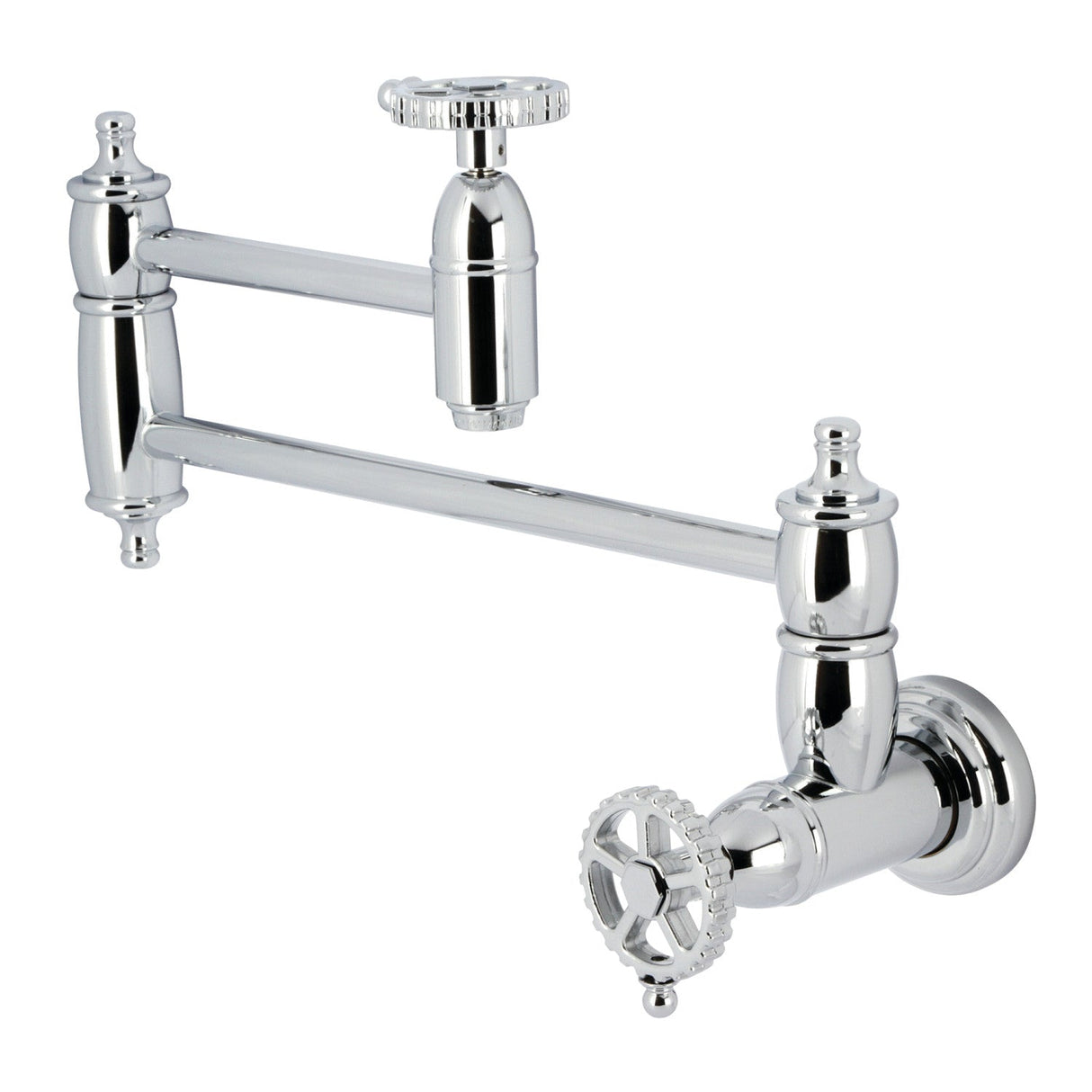 Fuller KS3101CG Two-Handle Wall Mount Pot Filler, Polished Chrome