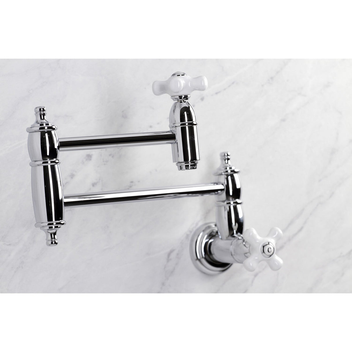 Restoration KS3101PX Two-Handle 1-Hole Wall Mount Pot Filler, Polished Chrome