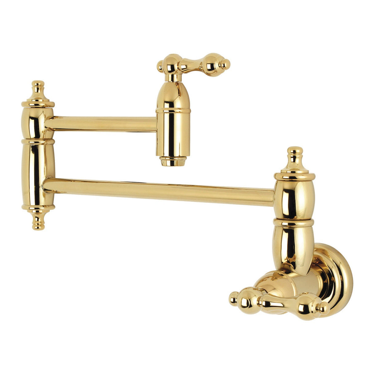 Restoration KS3102AL Two-Handle 1-Hole Wall Mount Pot Filler, Polished Brass