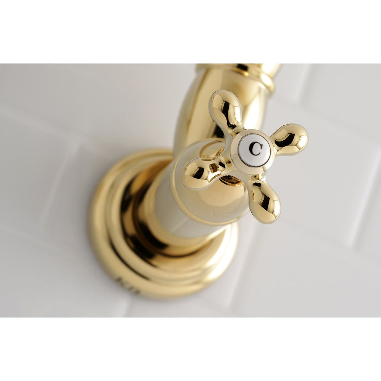 Restoration KS3102AX Two-Handle 1-Hole Wall Mount Pot Filler, Polished Brass