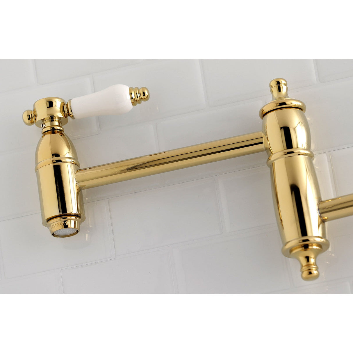 Bel-Air KS3102BPL Two-Handle 1-Hole Wall Mount Pot Filler, Polished Brass