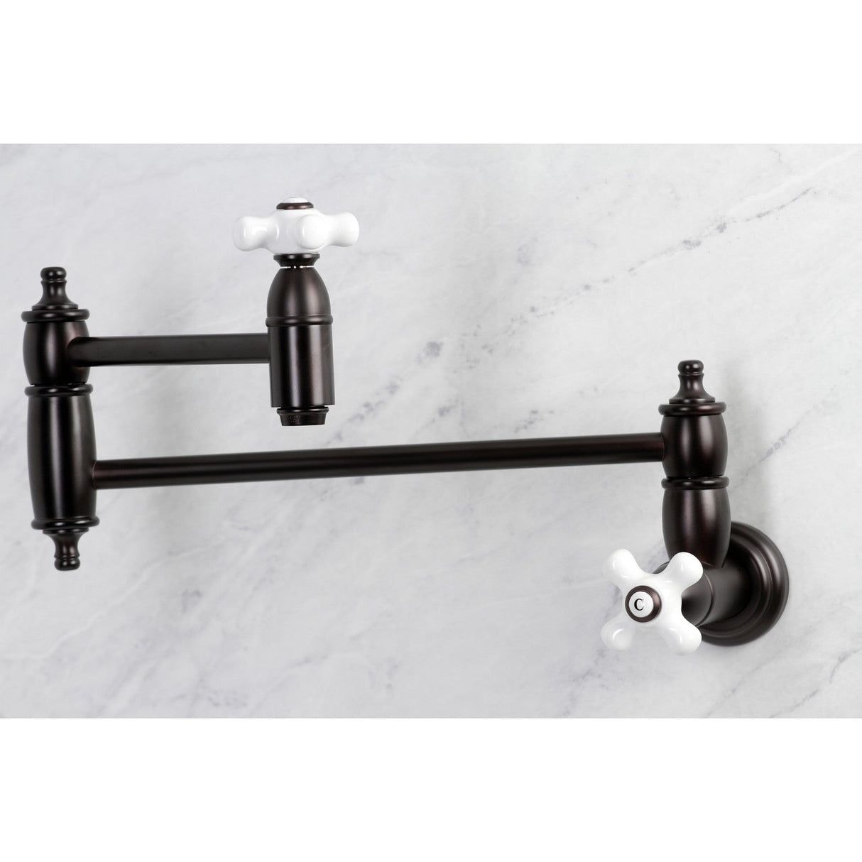 Restoration KS3105PX Two-Handle 1-Hole Wall Mount Pot Filler, Oil Rubbed Bronze
