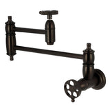 Wendell KS3105RKZ Two-Handle 1-Hole Wall Mount Pot Filler with Knurled Handle, Oil Rubbed Bronze
