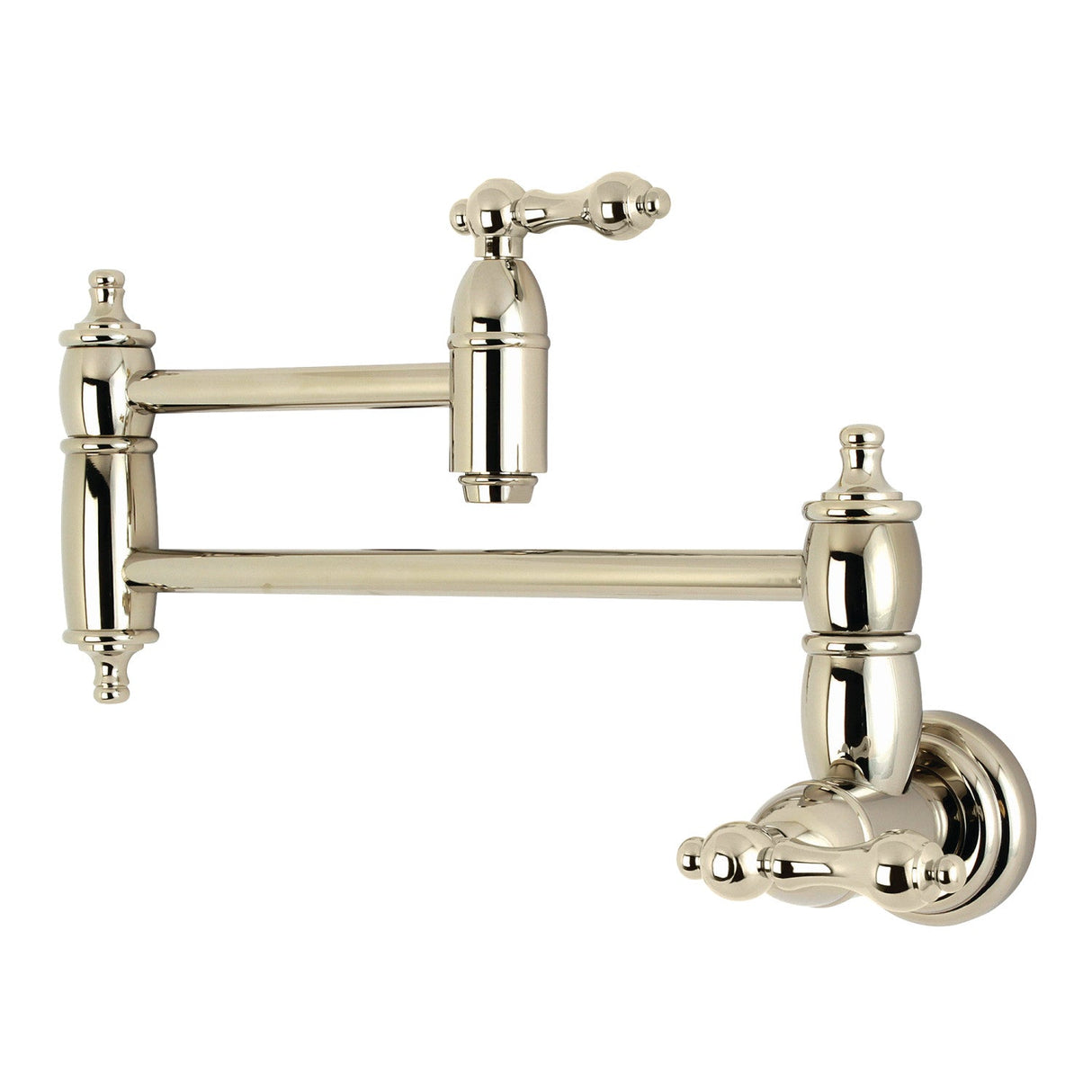 Restoration KS3106AL Two-Handle 1-Hole Wall Mount Pot Filler, Polished Nickel