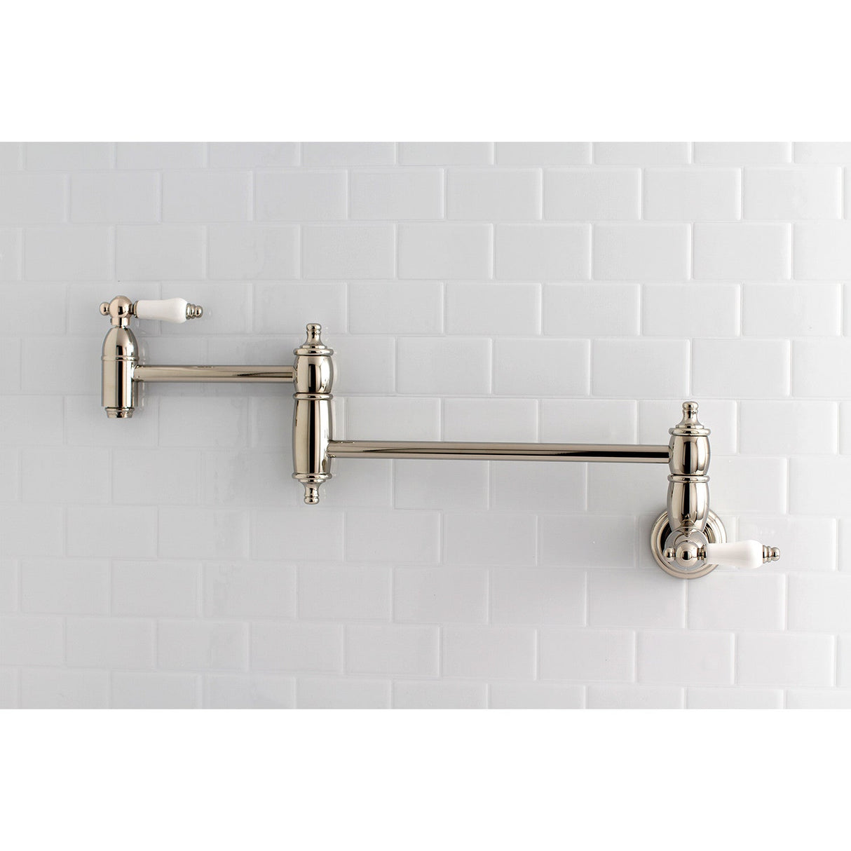 Restoration KS3106PL Two-Handle 1-Hole Wall Mount Pot Filler, Polished Nickel
