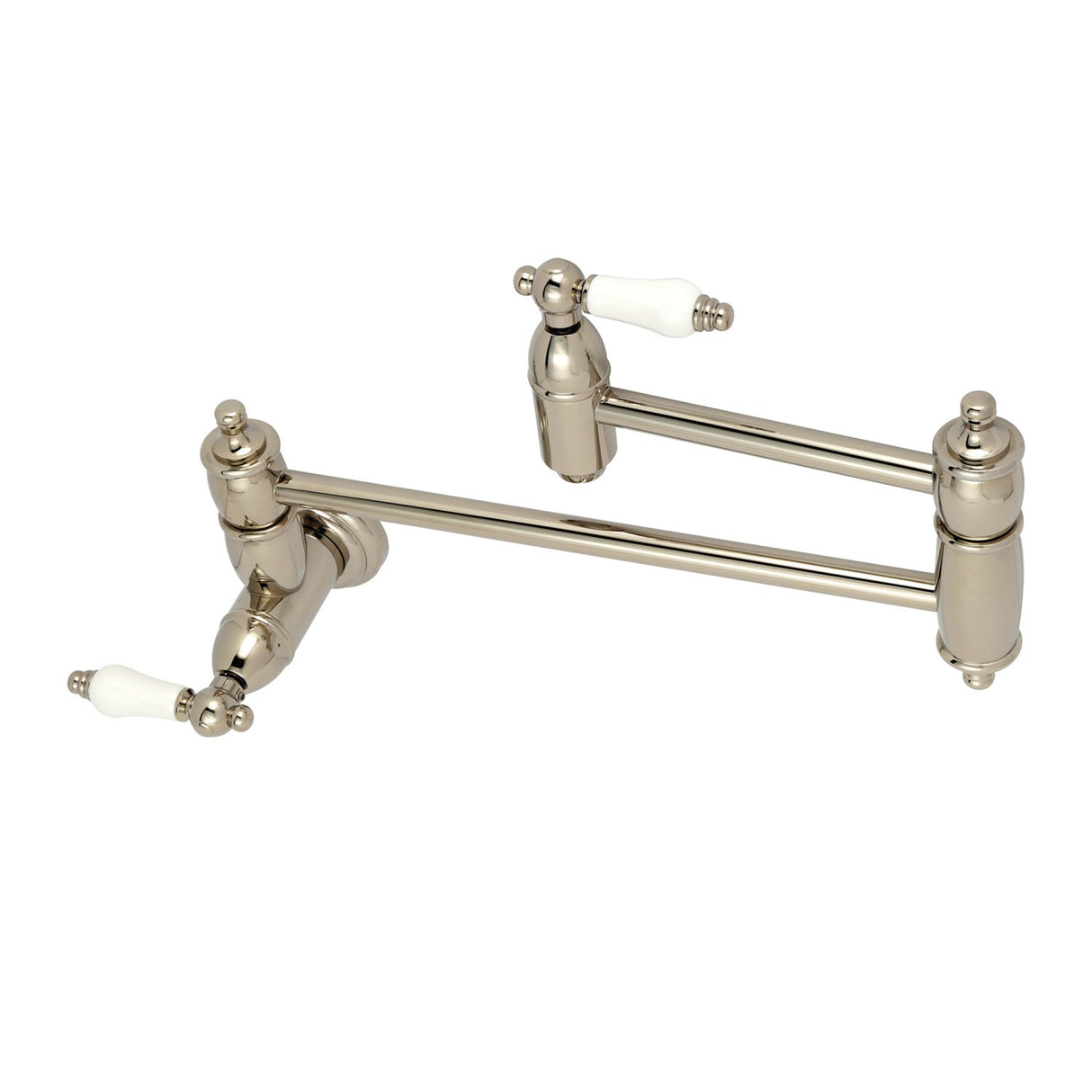 Restoration KS3106PL Two-Handle 1-Hole Wall Mount Pot Filler, Polished Nickel