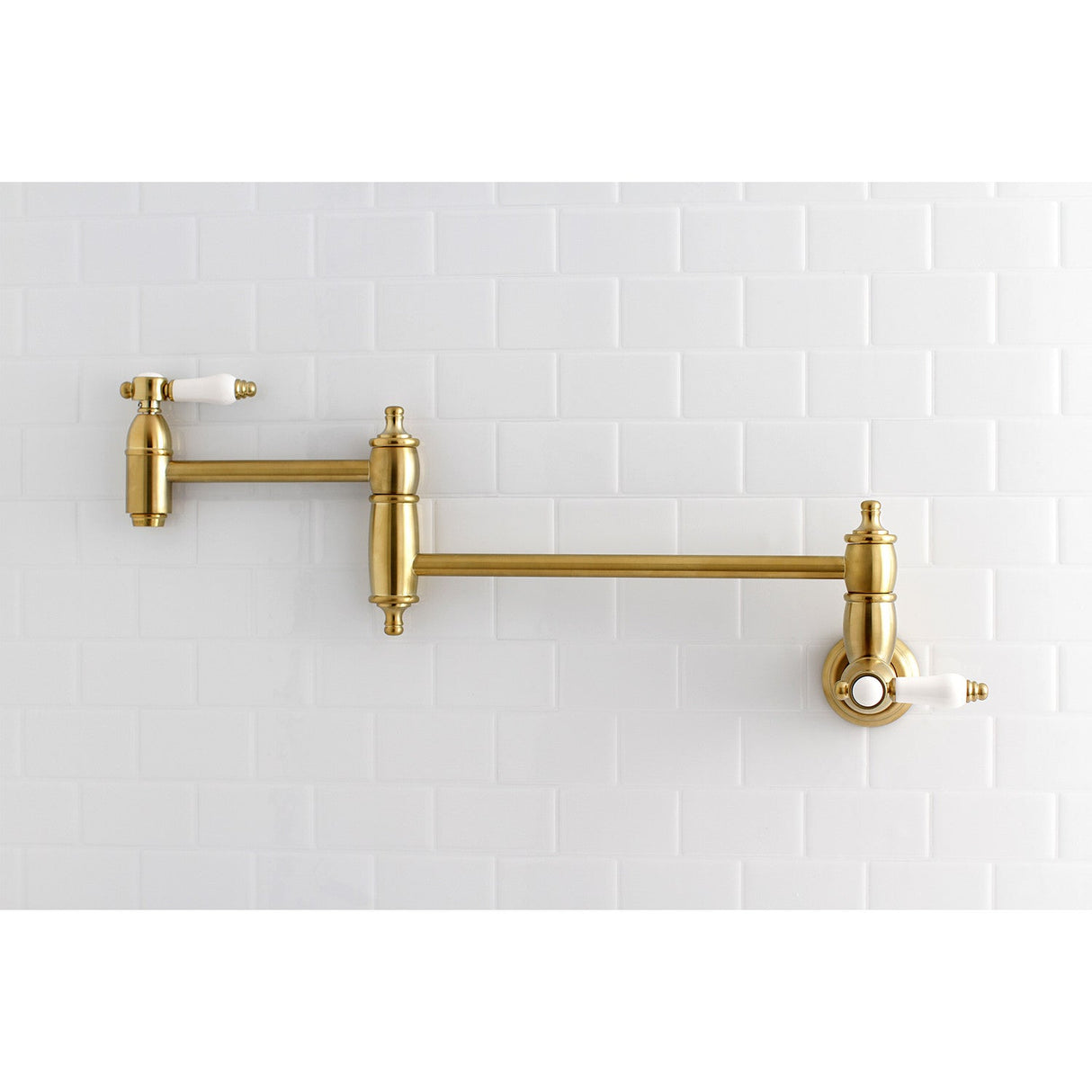 Bel-Air KS3107BPL Two-Handle 1-Hole Wall Mount Pot Filler, Brushed Brass
