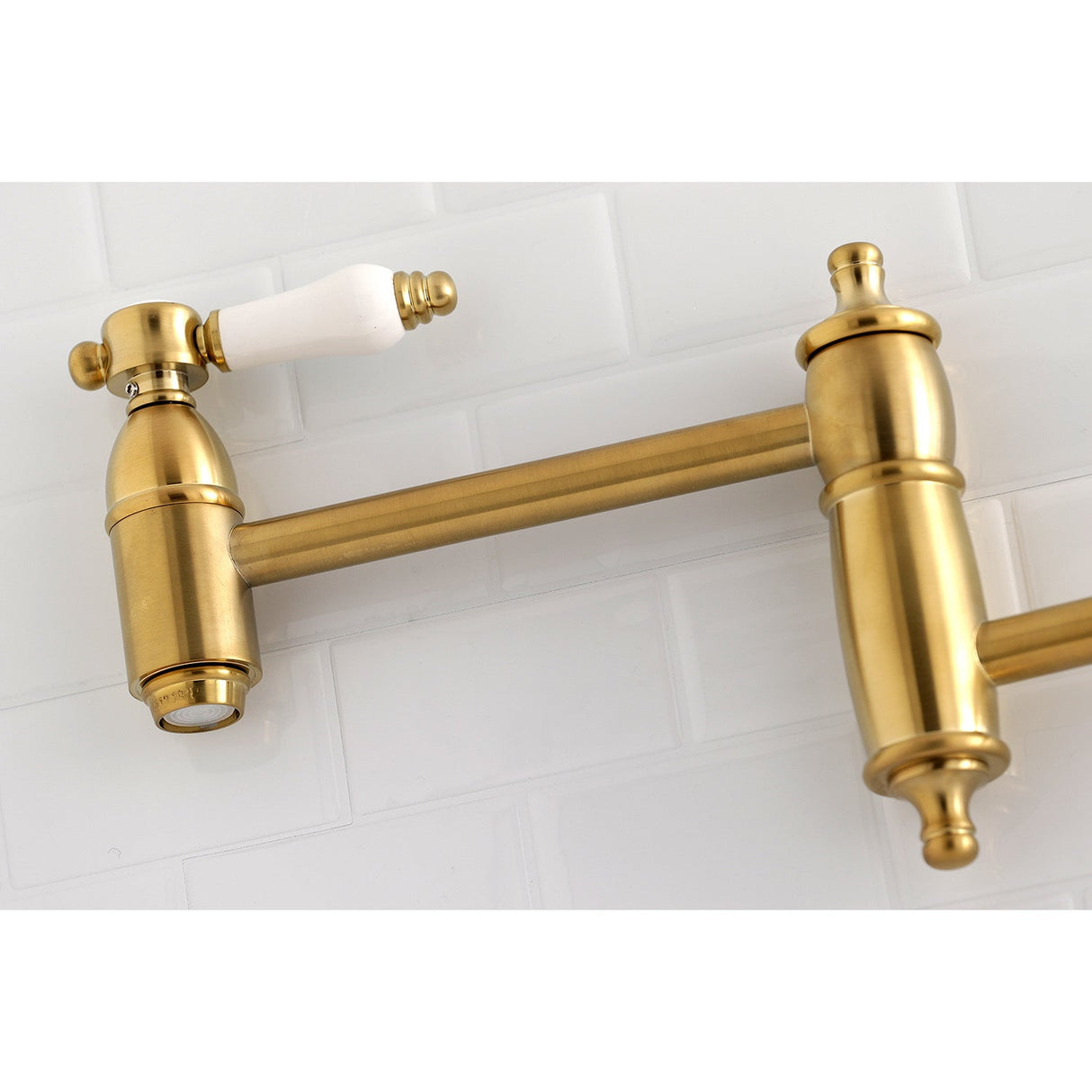 Bel-Air KS3107BPL Two-Handle 1-Hole Wall Mount Pot Filler, Brushed Brass