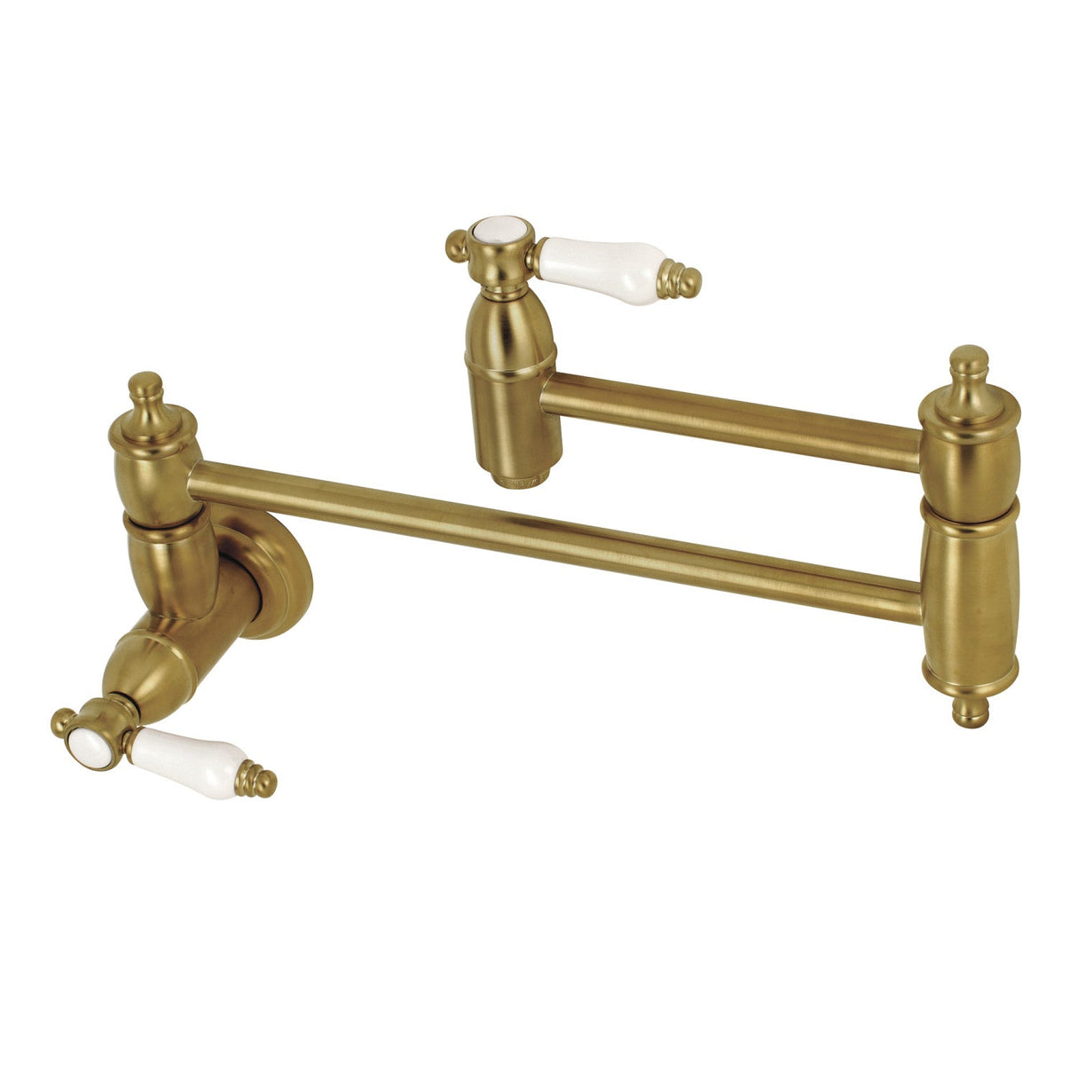 Bel-Air KS3107BPL Two-Handle 1-Hole Wall Mount Pot Filler, Brushed Brass
