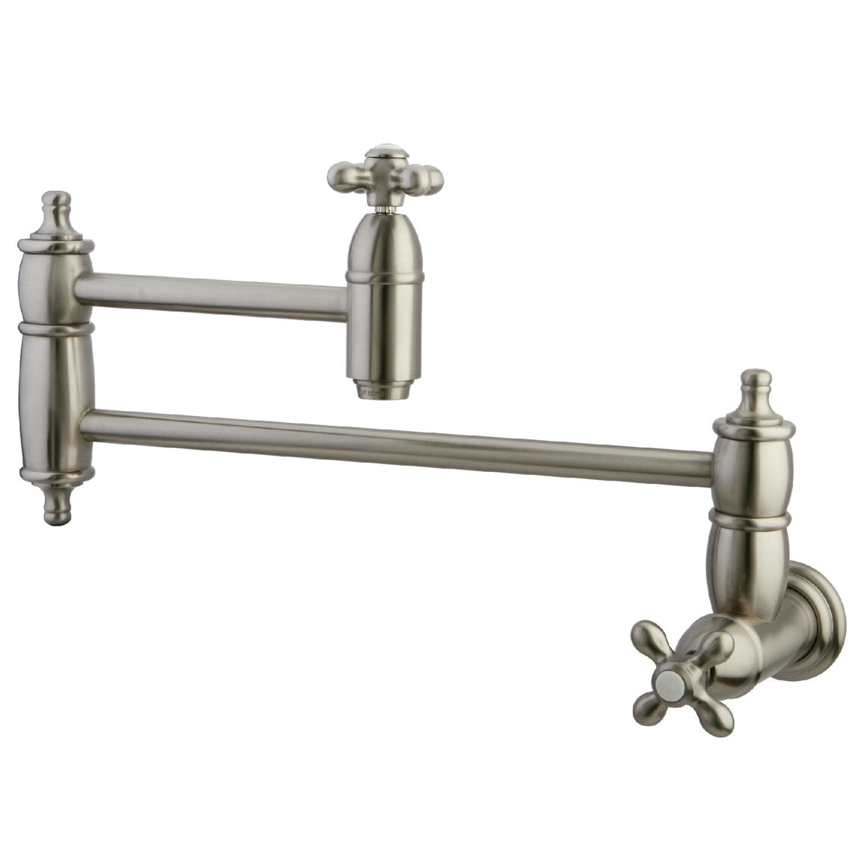 Restoration KS3108AX Two-Handle 1-Hole Wall Mount Pot Filler, Brushed Nickel